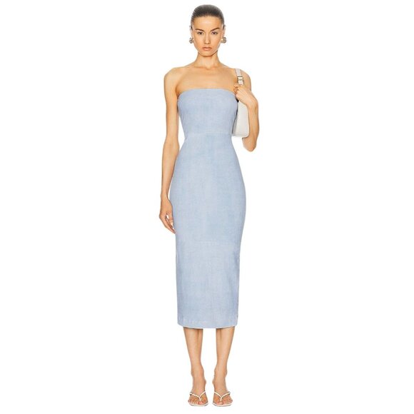 SPRWMN Tube Dress in Sky Small New Womens Suede Leather Blue - Picture 1 of 13